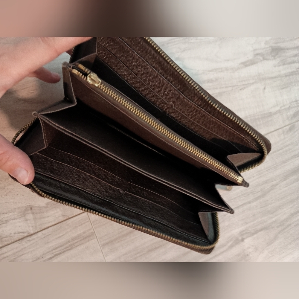 Louis Vuitton Damier Ebene Zippy Zip Around Long Wallet Brown Check Print - Picture 7 of 14